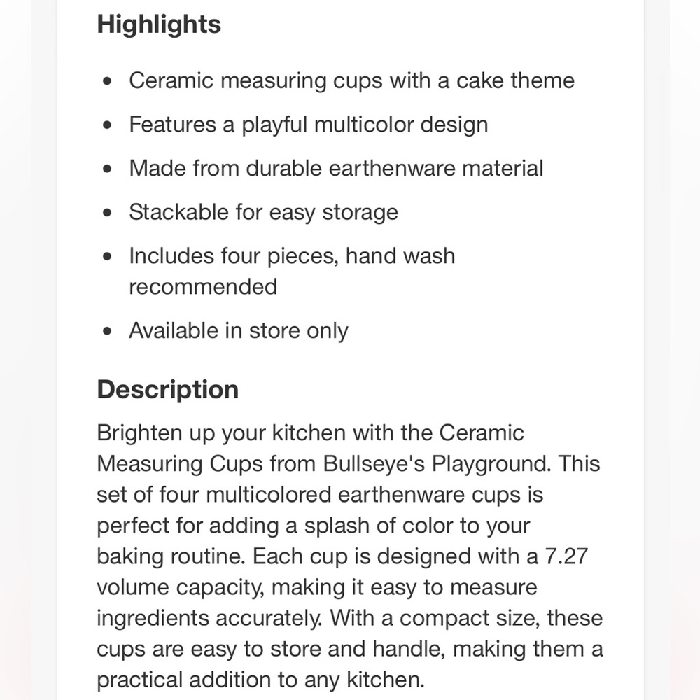 BULLSEYE PLAYGROUND NWT 3pc ceramic figural cake measuring cup set -pink/red - Picture 6 of 7